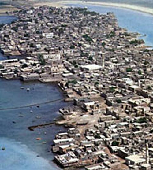Вид на архипелах Бахрейн с самолета. 